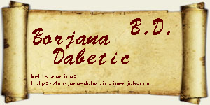 Borjana Dabetić vizit kartica